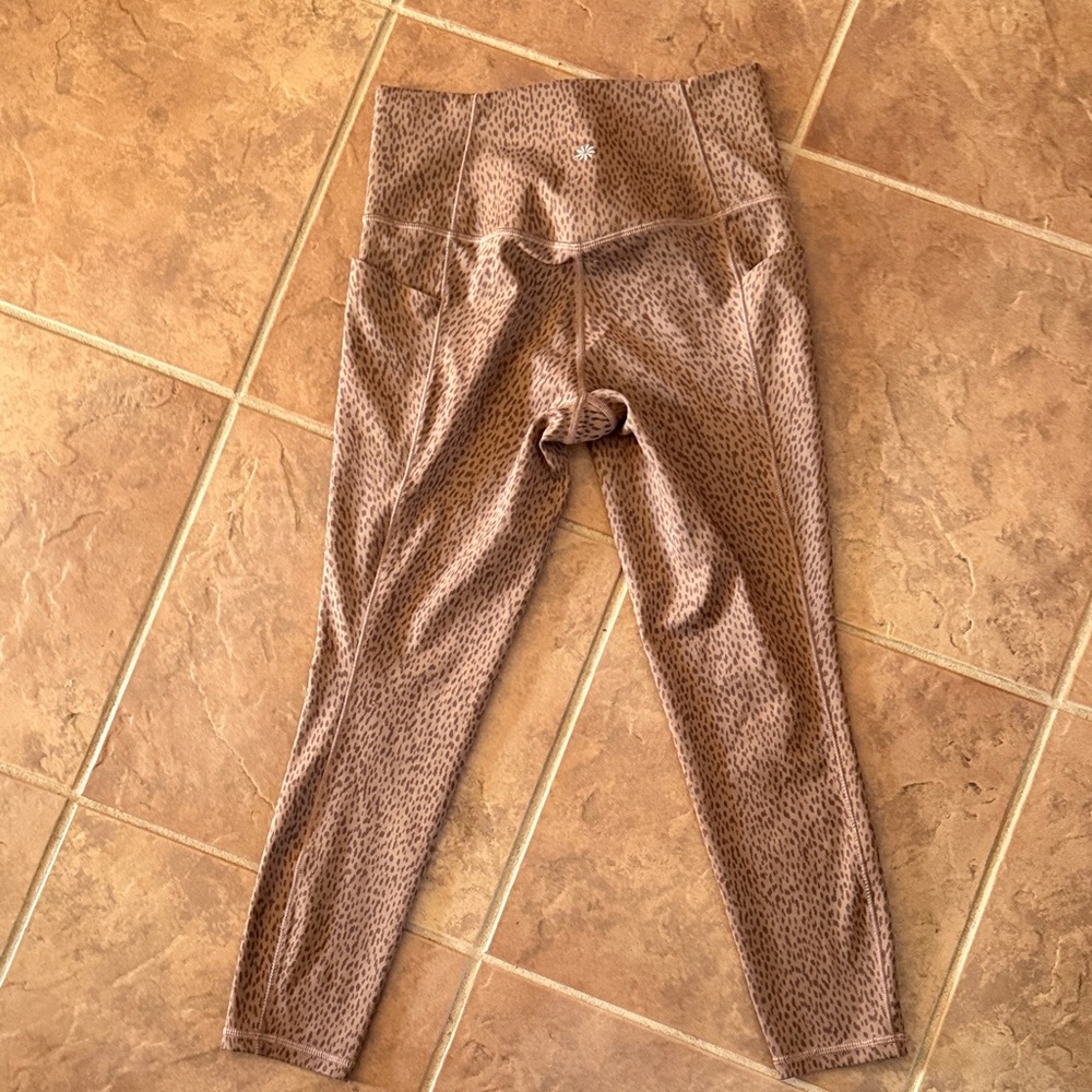 Athleta Brown Spotted Patterned Cropped Leggings … - image 2